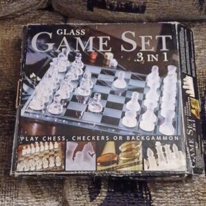 2/$50 Glass 3-in-1 Game Set - Chess, Checkers, and Backgammon